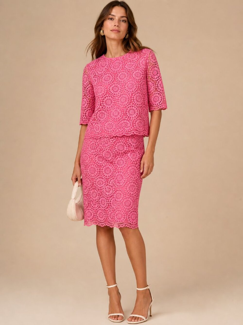 BODEN Pink Floral Embroidered Lace Doily Coord Skirt Set